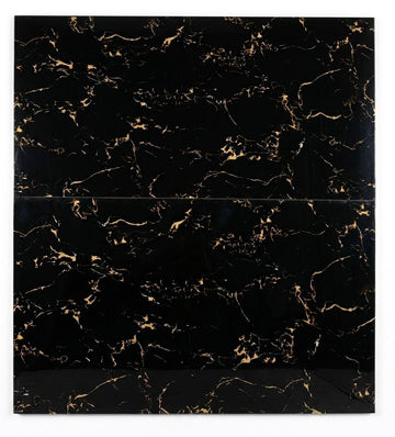 Premium Midnight Black & Gold Vein Glossy Porcelain