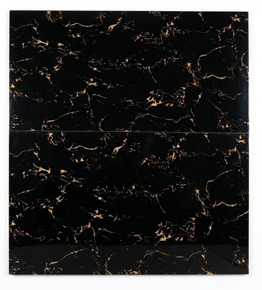 Premium Midnight Black & Gold Vein Glossy Porcelain