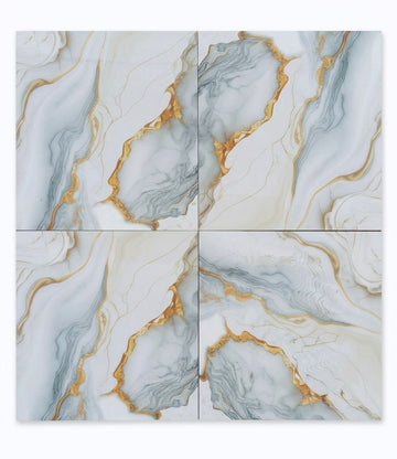 Artistic Gold & Silver Smoke Fluid Marble Porcelain Tile